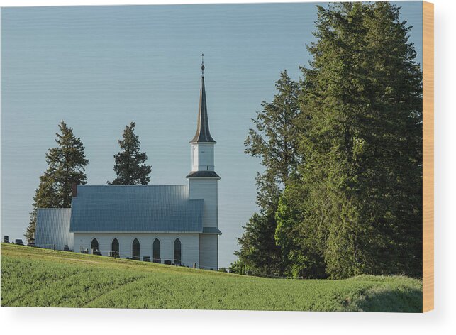 Palouse Wood Print featuring the photograph Church on the Hill by Bob Cournoyer