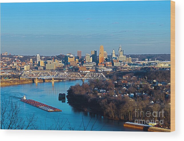  Wood Print featuring the photograph Cincinnati View from the west by Keith Allen