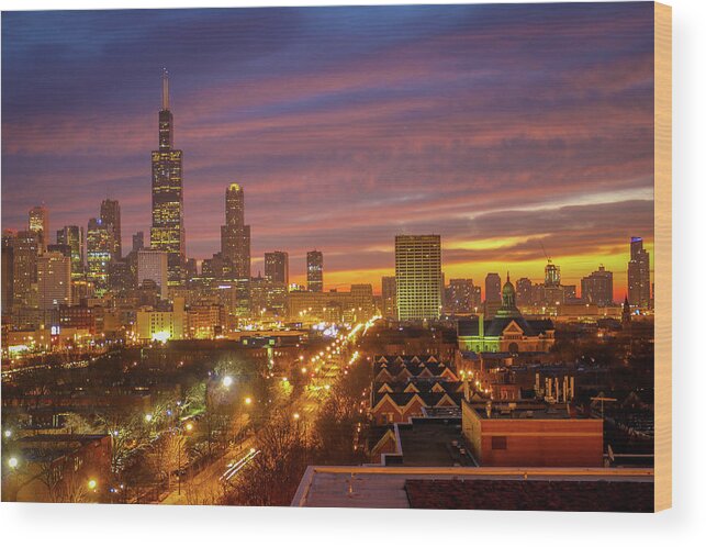 Wood Print featuring the photograph City At Dawn by Tony HUTSON