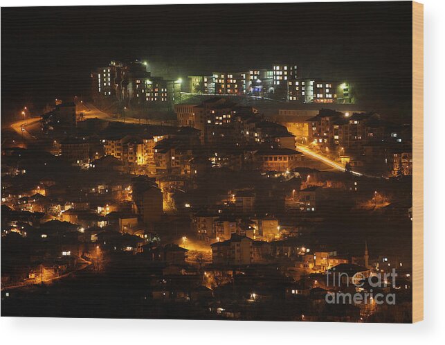 Night Wood Print featuring the photograph City at night by Dimitar Hristov