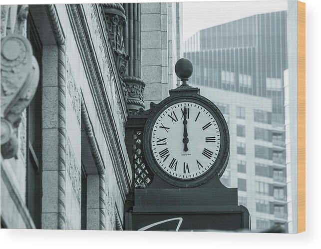 Clock Wood Print featuring the photograph City Clock by Jason Hughes