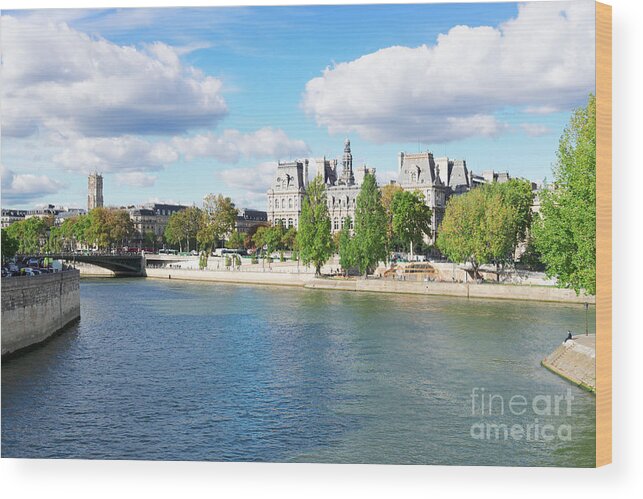 Paris Wood Print featuring the photograph Seine River Embankment by Anastasy Yarmolovich