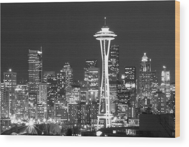Seattle Wood Print featuring the photograph City Lights 1 by John Gusky