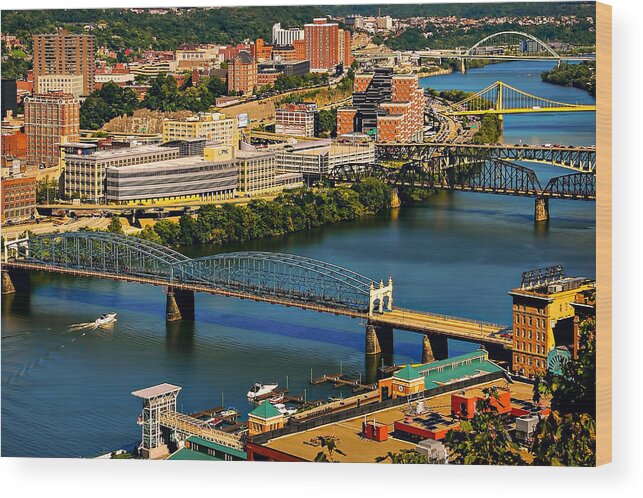 Allegheny Wood Print featuring the photograph City of Bridges by Maria Coulson