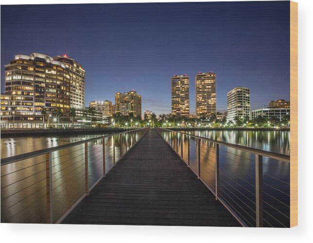 Boats Wood Print featuring the photograph City Skyline by Debra and Dave Vanderlaan