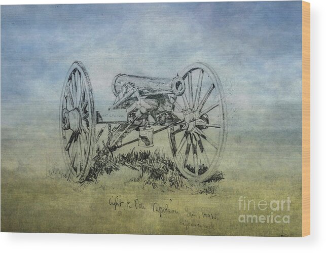 Civil War Cannon Sketch Wood Print featuring the digital art Civil War Cannon Sketch by Randy Steele