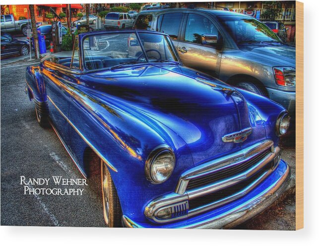 Hdr Wood Print featuring the photograph Classic Blue Chevy by Randy Wehner