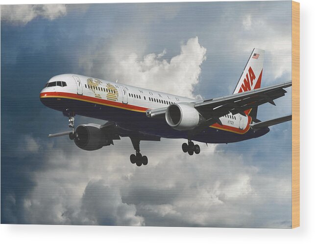 Trans World Airlines Wood Print featuring the photograph Classic TWA Boeing 757-231 by Erik Simonsen