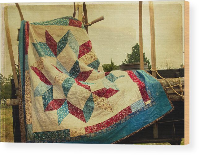 Quilt Wood Print featuring the photograph Claude's Centennial Quilt by Toni Hopper