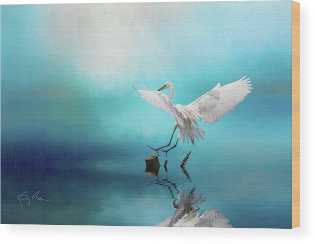 Great Egret Wood Print featuring the photograph Cleared to Land by Randall Allen