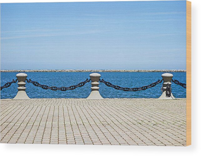 Cleveland Wood Print featuring the photograph Cleveland Harbor Chained by Robert Meyers-Lussier