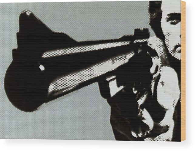 Clint Eastwood Wood Print featuring the painting Clint Eastwood Big Gun by Tony Rubino