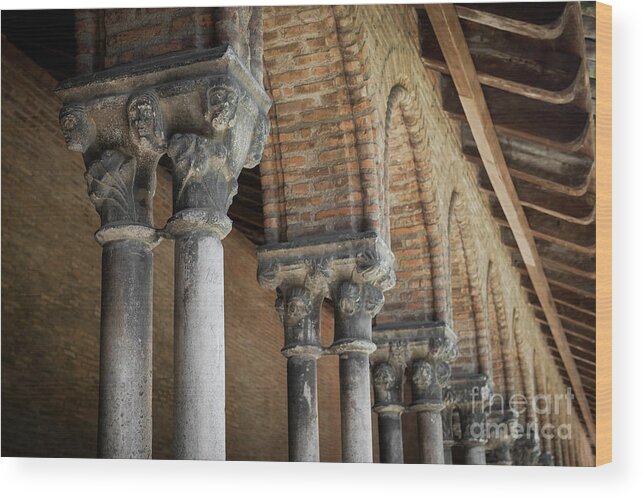 Cloister Wood Print featuring the photograph Cloister columns, Couvent des Jacobins by Elena Elisseeva