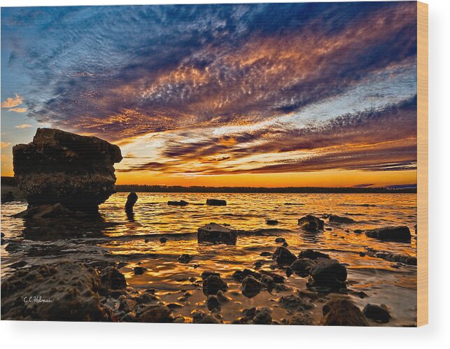 Sunset Wood Print featuring the photograph Closing Colors by Christopher Holmes