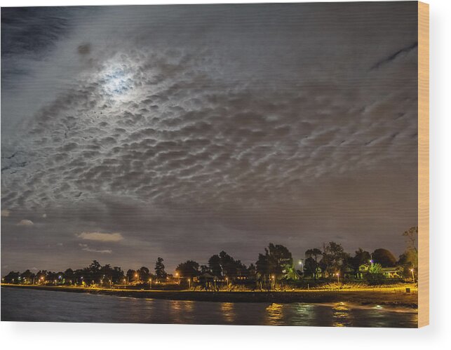 Laurence Harbor Wood Print featuring the photograph Cloud covered moon by SAURAVphoto Online Store