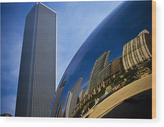 Chicago Wood Print featuring the photograph Cloud Gate and Aon Center by Roger Passman
