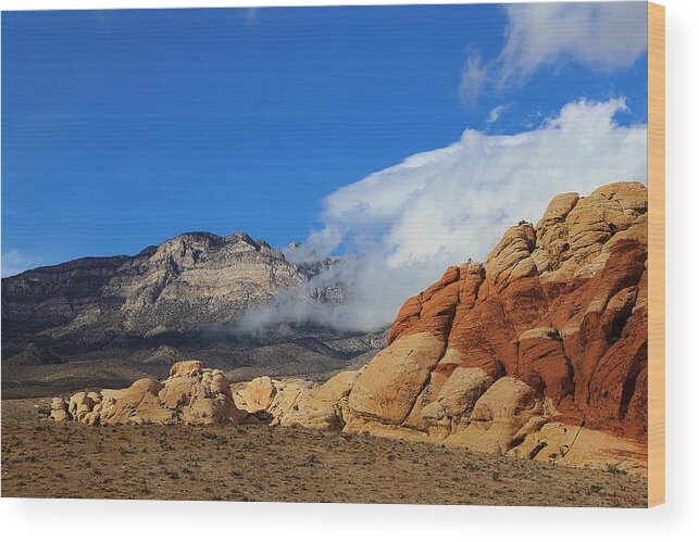 Cloud Runs Between Two Hills Wood Print featuring the photograph Cloud Runs Between Two Hills by Viktor Savchenko