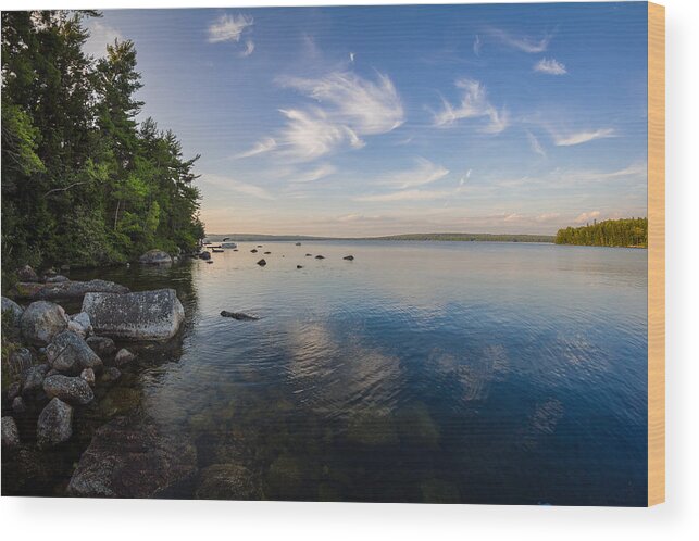 Branch Lake Wood Print featuring the photograph Clouds over Branch Lake by Kirkodd Photography Of New England