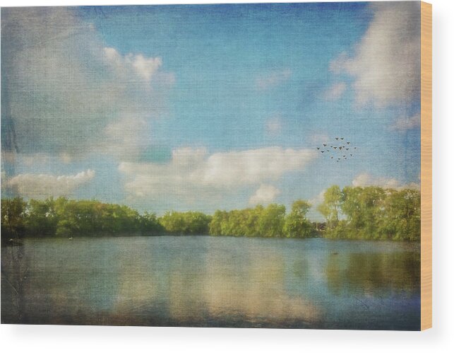Clouds Wood Print featuring the photograph Clouds Over The Lake by Cathy Kovarik