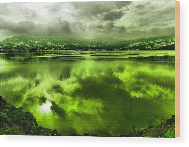 Columbia River Wood Print featuring the photograph Clouds reflecting off the Columbia by Jeff Swan