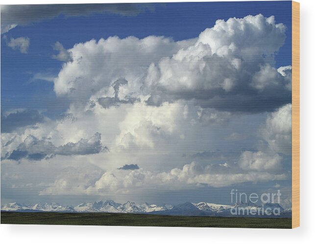 Wind River Mountains Wood Print featuring the photograph Cloudy Skies by Edward R Wisell