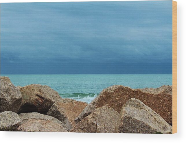 Ocean Wood Print featuring the photograph Coastal Blues by Cynthia Guinn