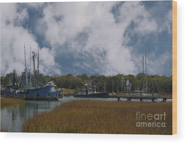 Shem Creek Wood Print featuring the photograph Coastal Island Town by Dale Powell