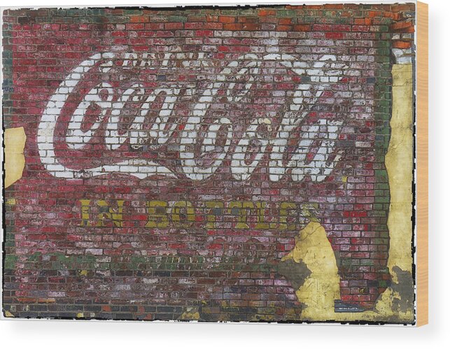 Sign Wood Print featuring the photograph Coca Cola Ghost Sign Sedalia MO DSC01928-1 by Greg Kluempers