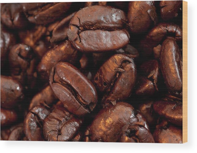 Abstract Wood Print featuring the photograph Coffee Beans by Kyle Lee