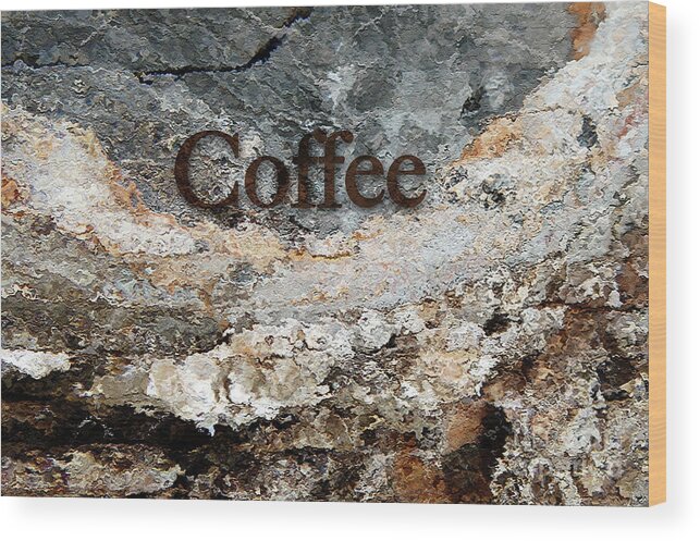 Coffee Art Wood Print featuring the digital art Coffee edit 2 Brown Letters by Margie Chapman