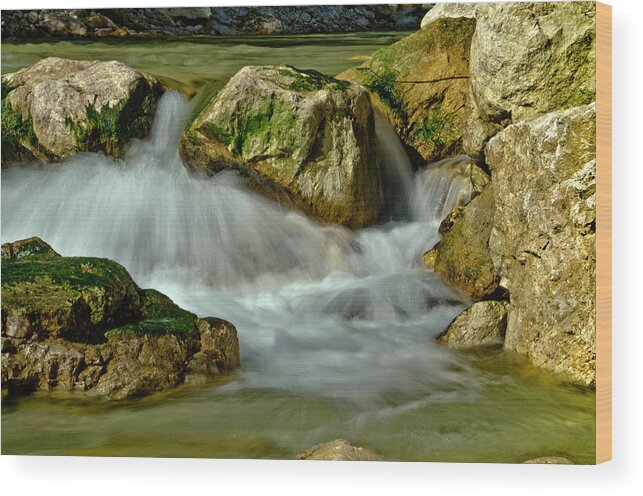 Creek Wood Print featuring the photograph Cold milky creek by Wolfgang Stocker