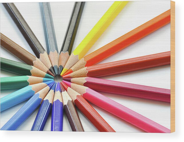 Pencil Wood Print featuring the photograph Color pencils by Dutourdumonde Photography