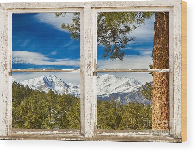 Window Wood Print featuring the photograph Colorado Rocky Mountain Rustic Window View by James BO Insogna