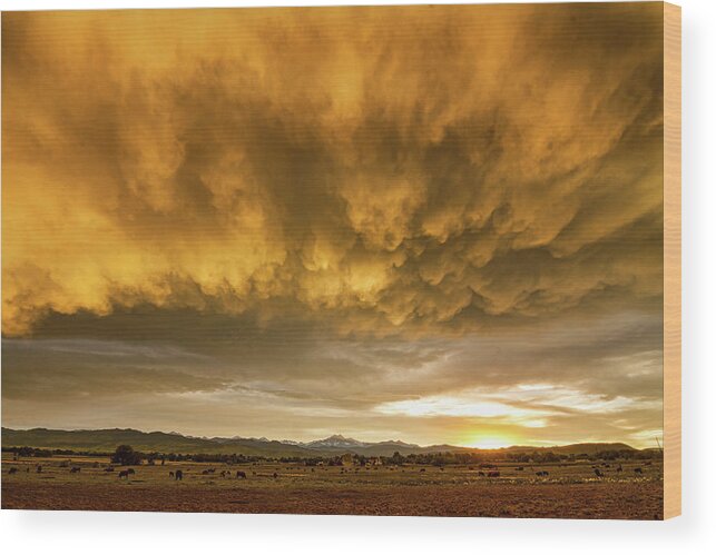 Severe Wood Print featuring the photograph Colorado Severe Thunderstorm Fury Sunset by James BO Insogna