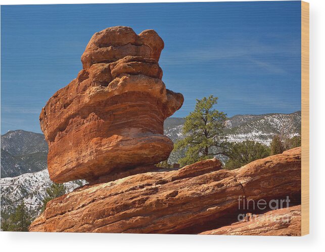 Balanced Rock Wood Print featuring the photograph Colorado Springs Balanced Rock by Adam Jewell
