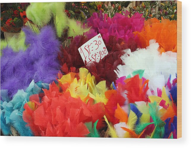 Stockholm Wood Print featuring the photograph Colorful Easter Feathers by Linda Woods