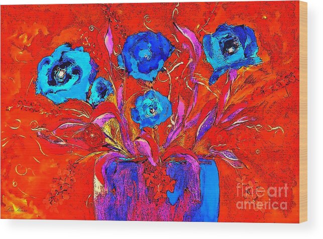 Pop Wood Print featuring the digital art Colorful Floral Pop by Lisa Kaiser