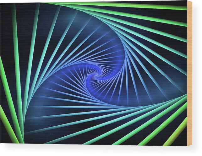Black Wood Print featuring the digital art Colorful spiral by Tim Abeln