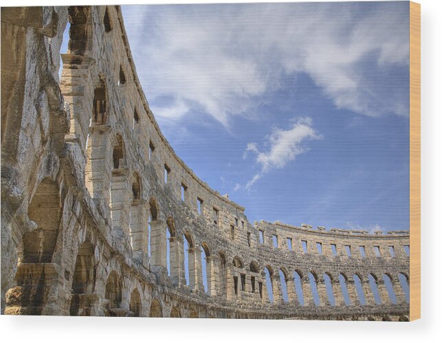 Colosseum Wood Print featuring the photograph Colosseum in pula Croatia by Ian Middleton