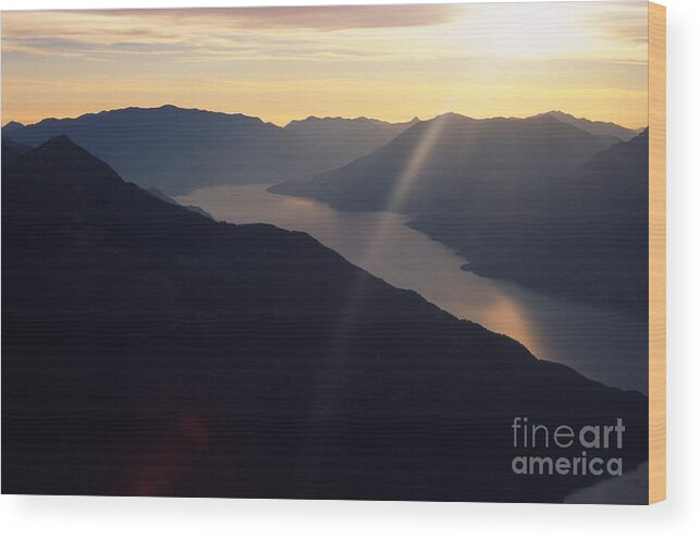 Sunset Wood Print featuring the photograph Como Lake by Riccardo Mottola