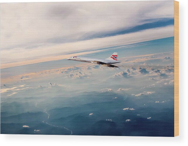 British Airways Wood Print featuring the digital art Concorde Horizons by Airpower Art