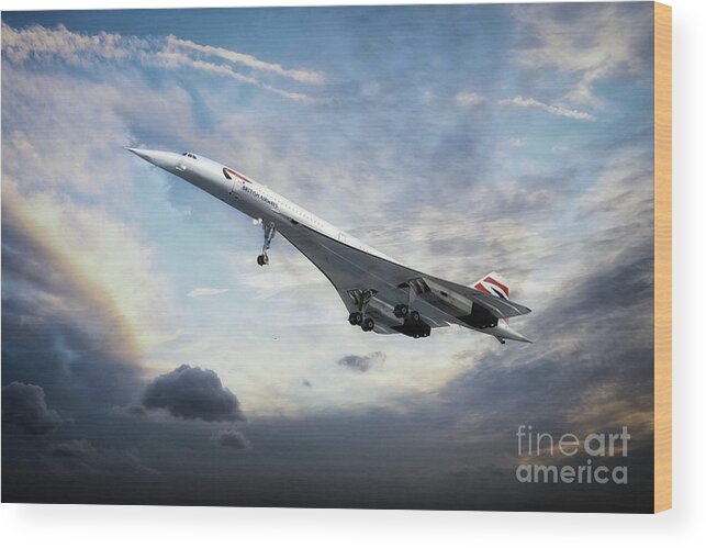 Concorde Wood Print featuring the digital art Concorde Portrait by Airpower Art