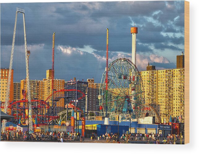 Coney Island Wood Print featuring the photograph Coney Island by Mitch Cat