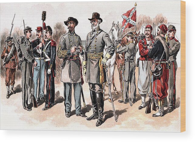 Robert E. Lee Wood Print featuring the photograph Confederate Uniforms 1888 Drawing by Phil Cardamone