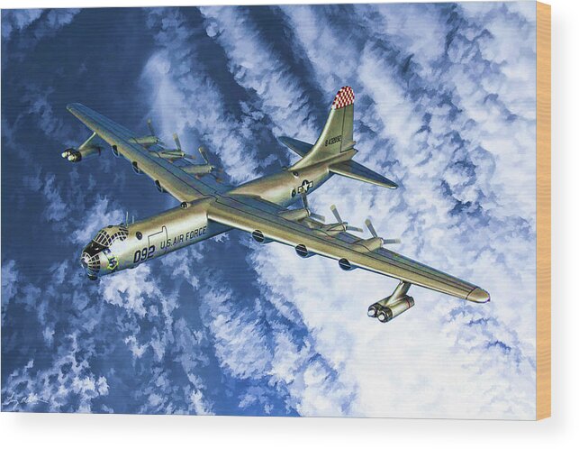 Convair B-36 Peacemaker Wood Print featuring the digital art Convair B36 - Oil by Tommy Anderson