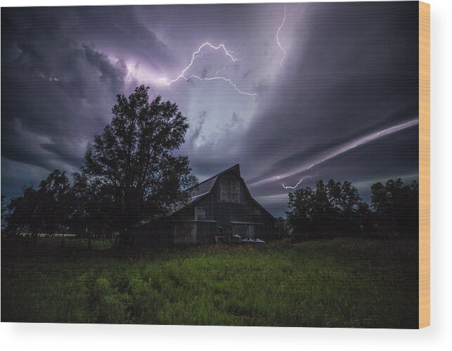 Shelf Cloud Wood Print featuring the photograph Convergence by Aaron J Groen