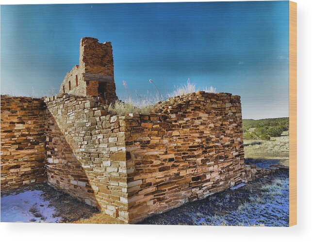 Old Wood Print featuring the photograph Corner of the Gran Quivira Ruins by Jeff Swan