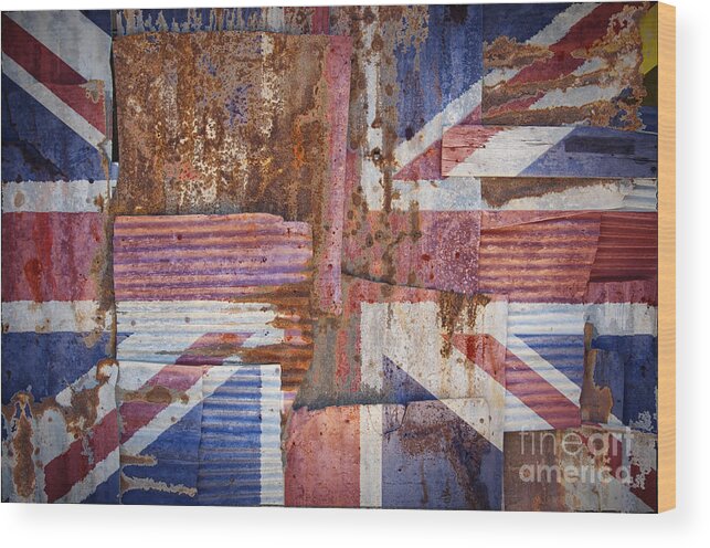 United Wood Print featuring the photograph Corrugated Iron United Kingdom Flag by Antony McAulay