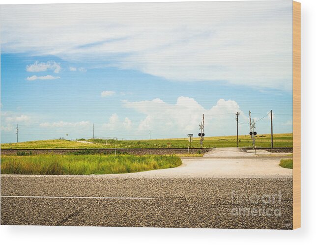 Country Railroad Crossing Wood Print featuring the photograph Country Railroad Crossing by Imagery by Charly