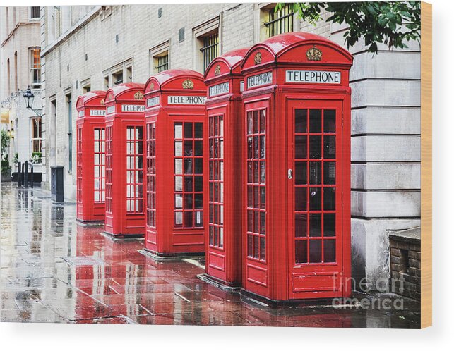 London Wood Print featuring the photograph Covent Garden phone boxes by Jane Rix